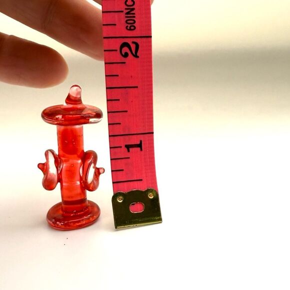 Vintage Spun Hand Blown Glass Fire Hydrant Red Miniature Micro Figurine - Picture 5 of 5